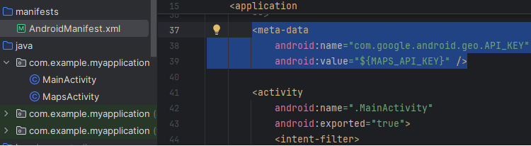 googlemap API key as meta-data