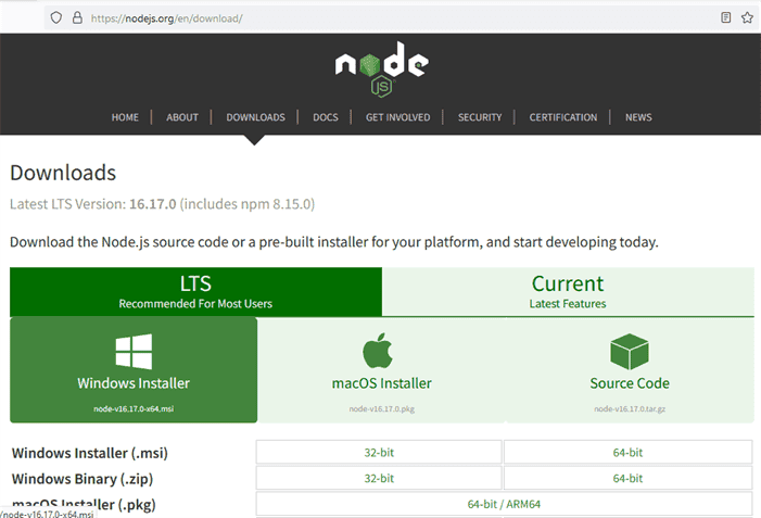 Nodejs download