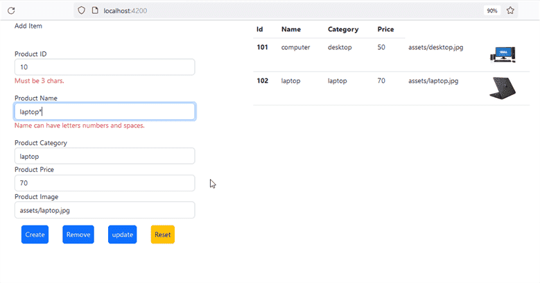 Angular form submit with template example