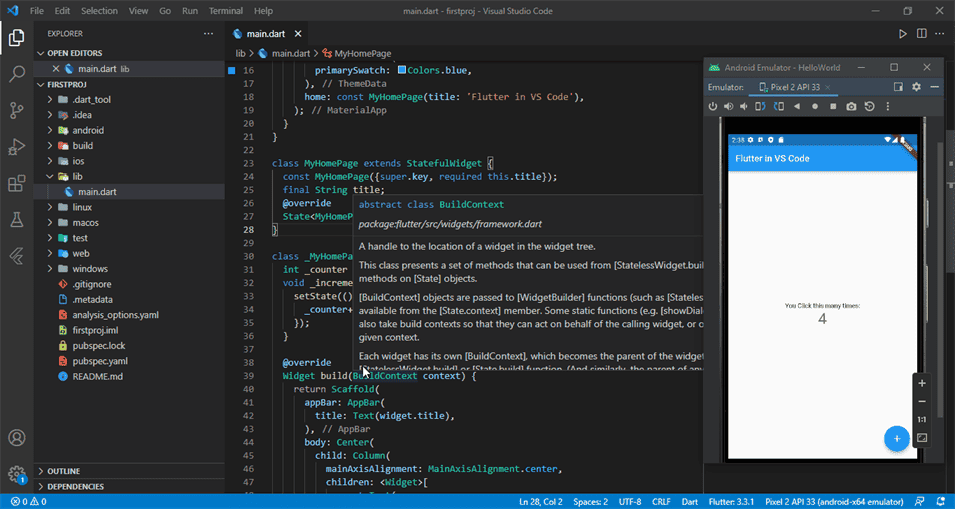 vscode and flutter