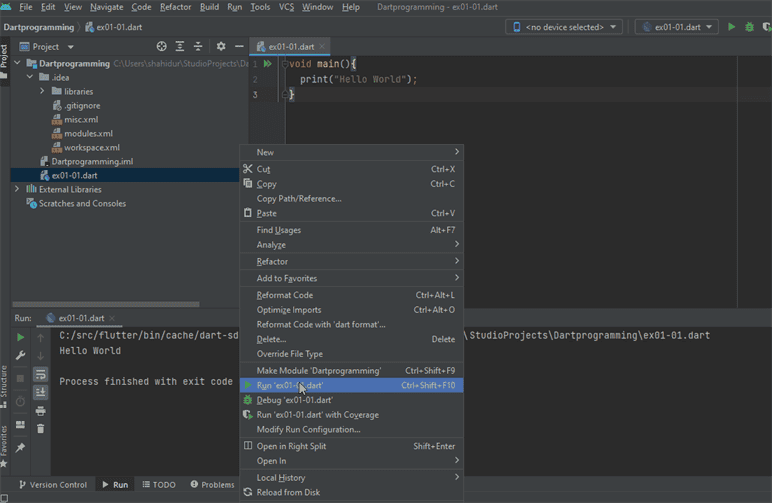 Dart in Android Studio