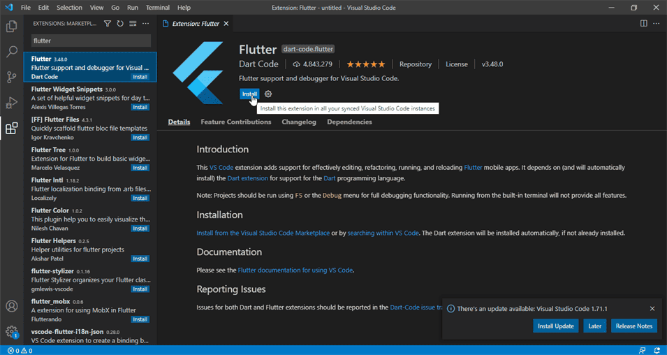 vscode and flutter