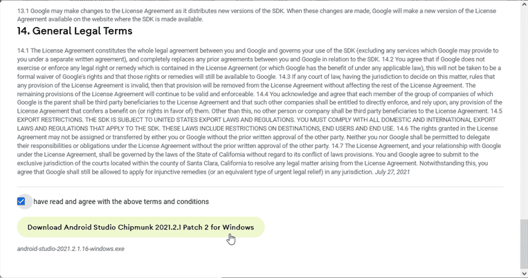 agree with terms and conditions