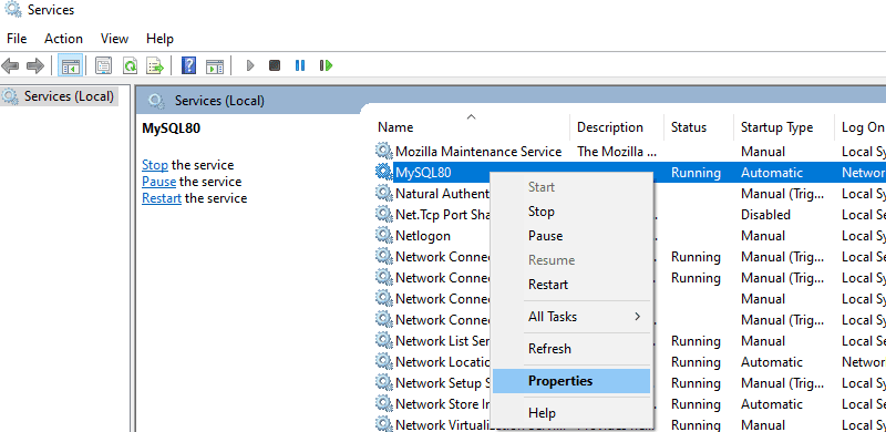 get mysql installation path from service window