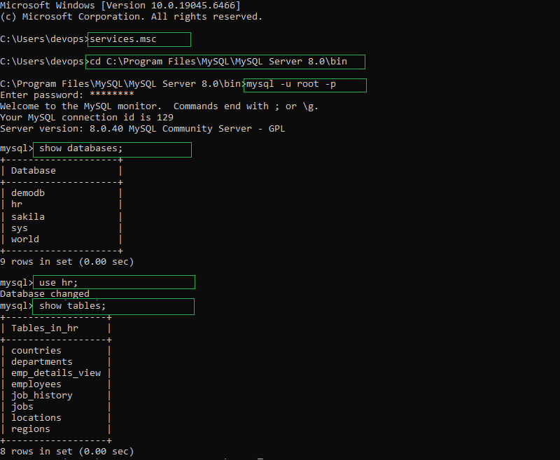 login to mysql from command line