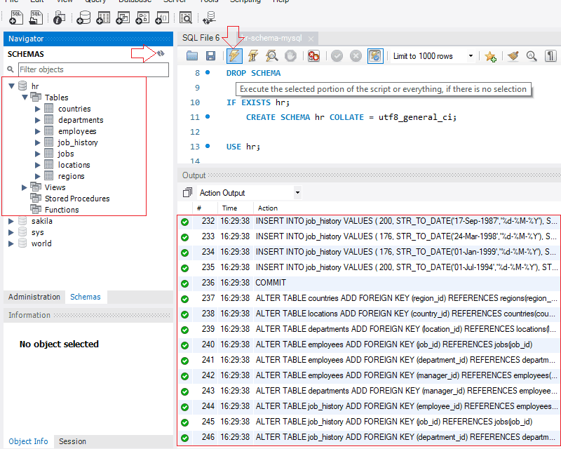 Execute all script and refresh Mysql Databases