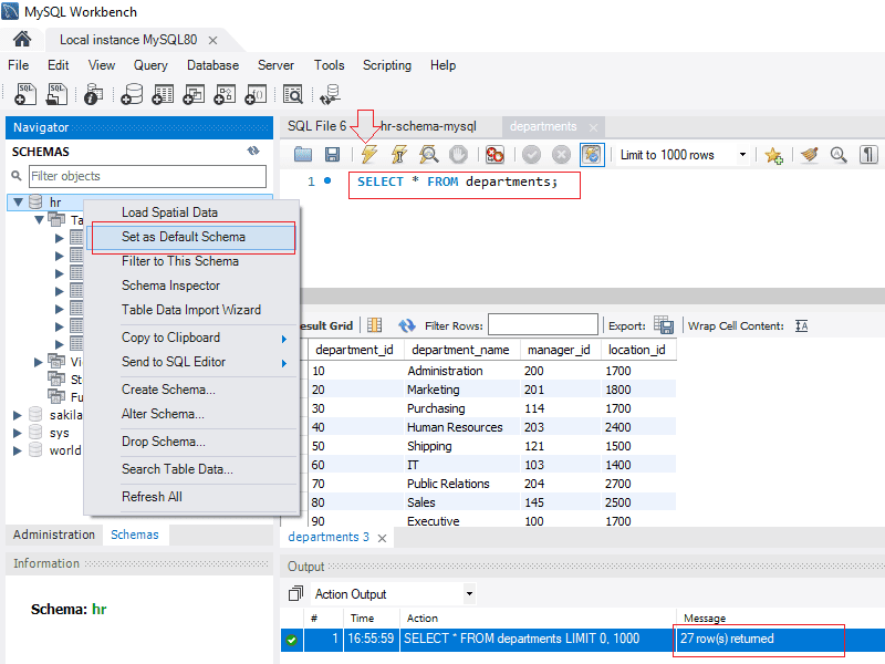 Query HR Databases tables