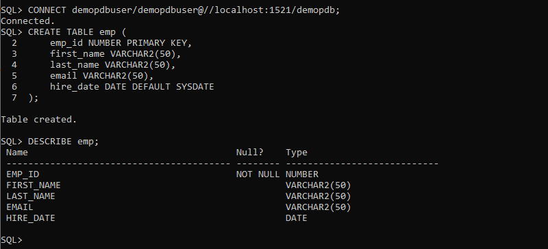 create pluggable database