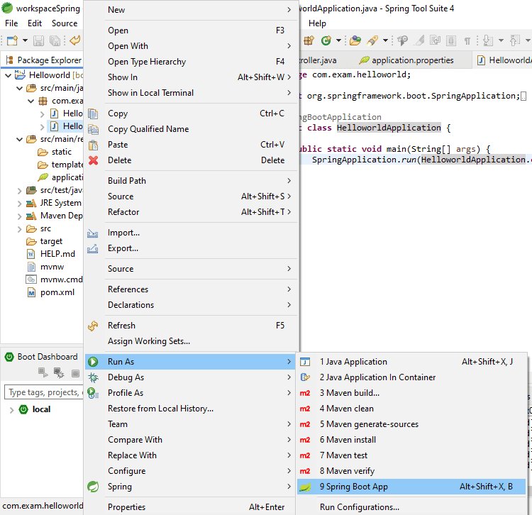 spring boot application run